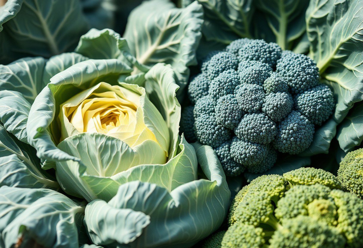 Harvesting cabbage and cauliflower