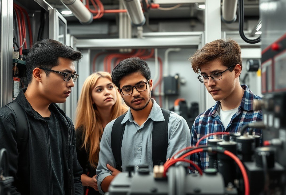 Students looking puzzled at electrical components