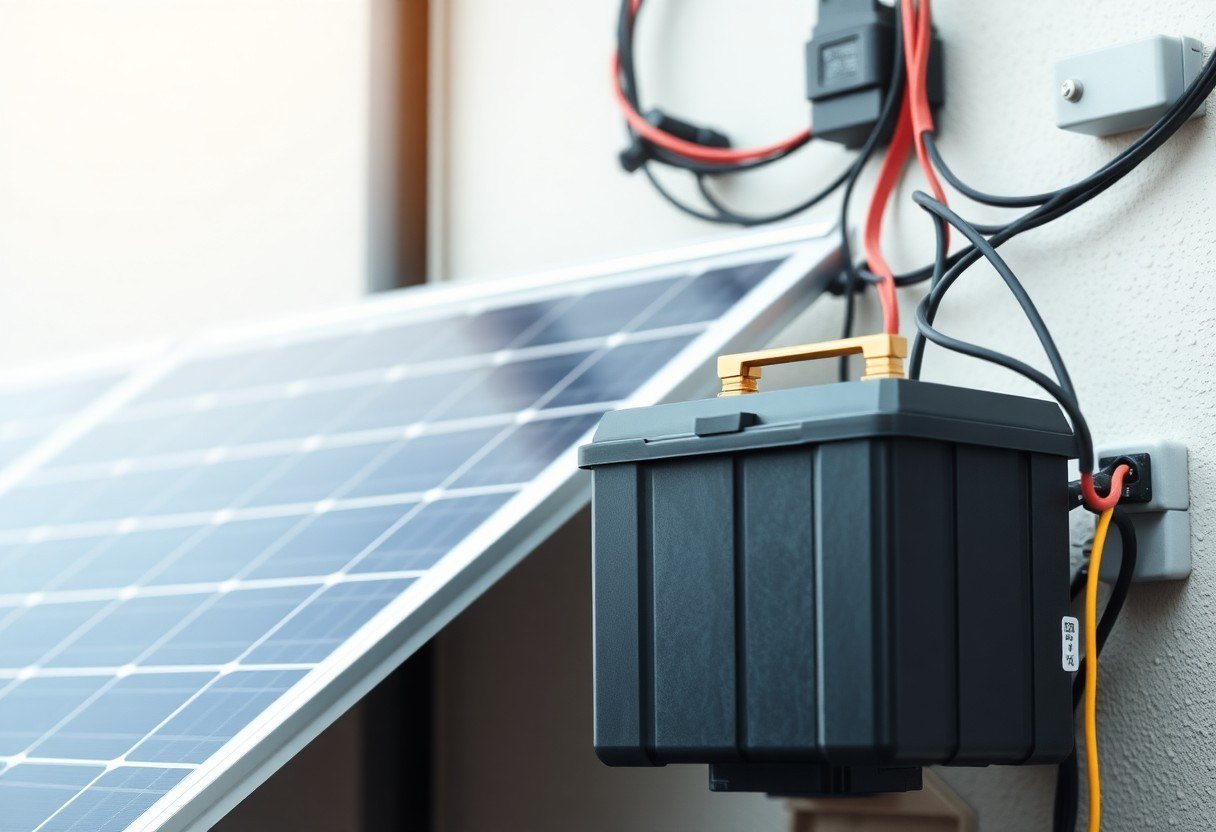 Electrical project with solar panel and battery