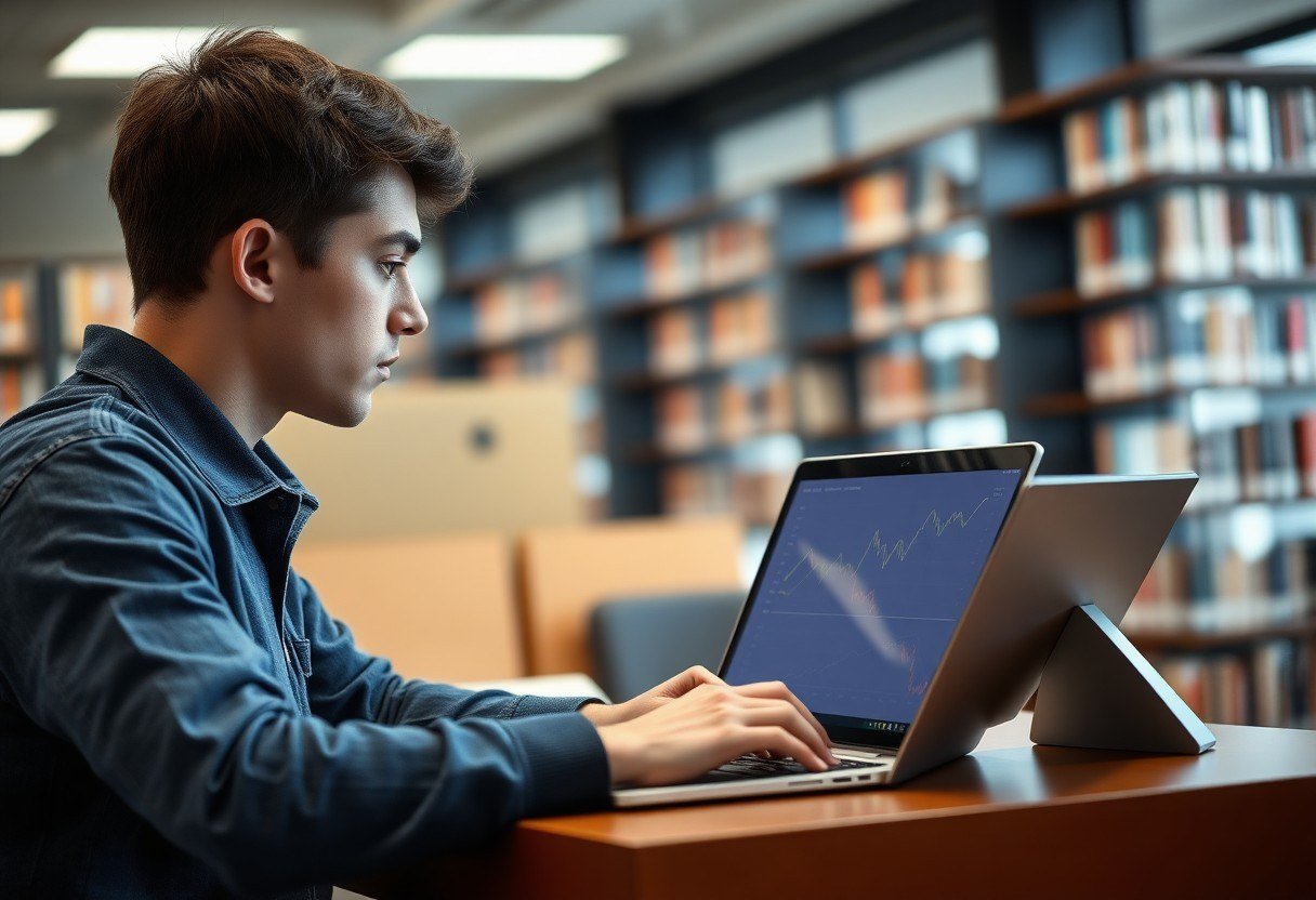 Student exploring graphs on a tablet
