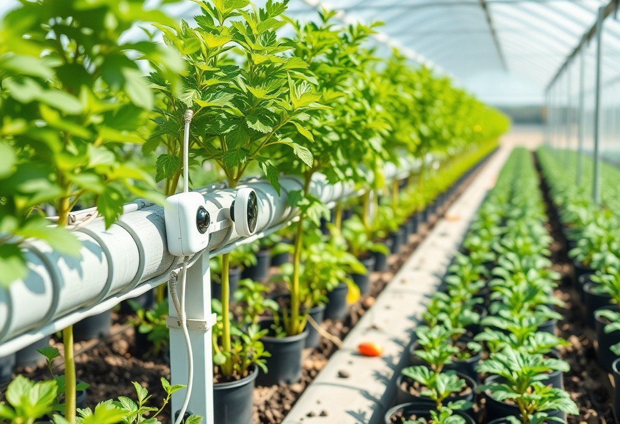 Smart greenhouse with sensors and automated irrigation system