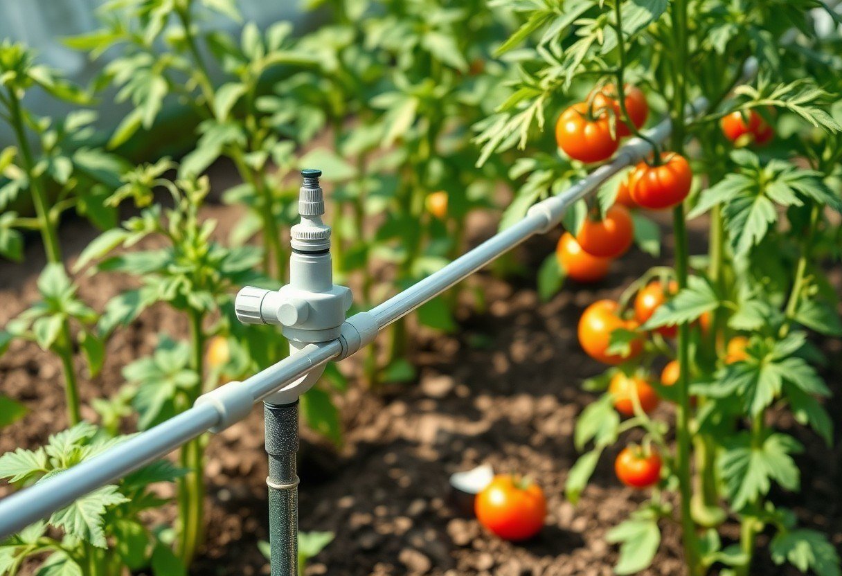 Drip irrigation system in a small garden