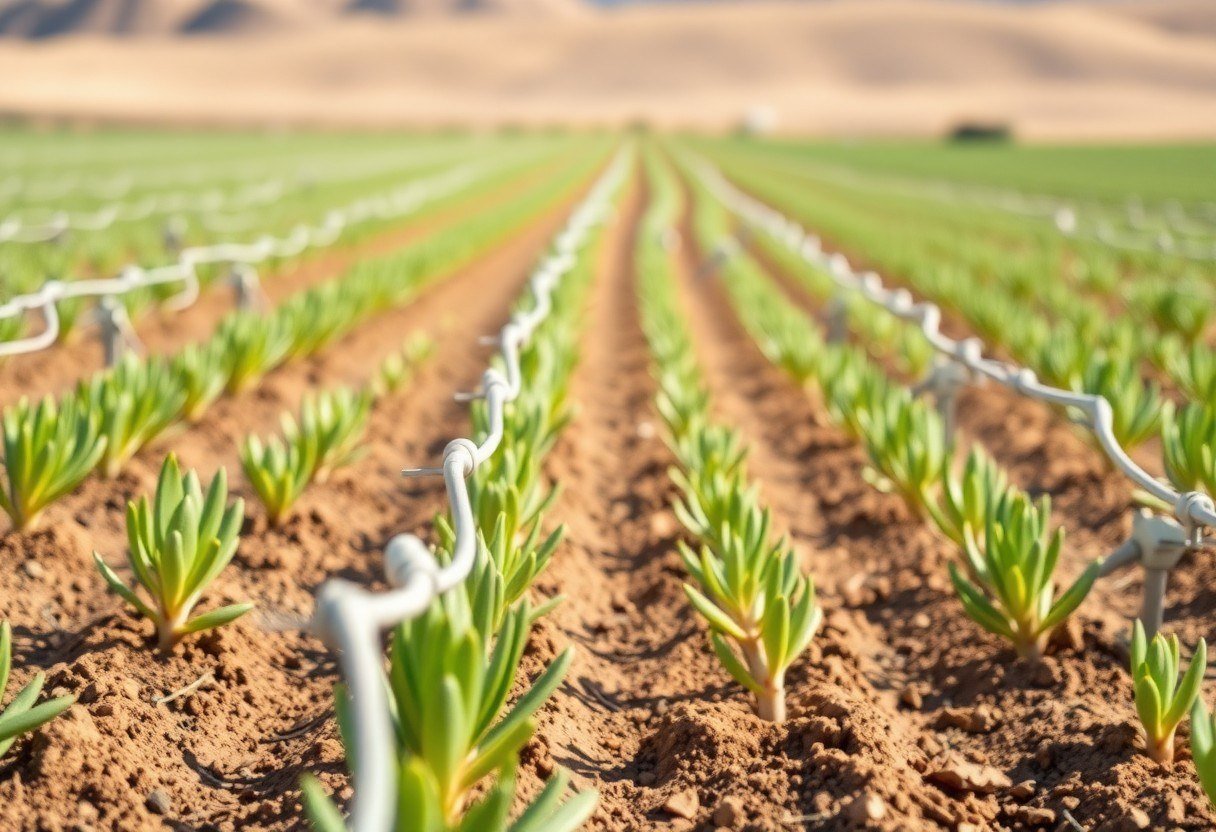 Drip irrigation system in a desert farm