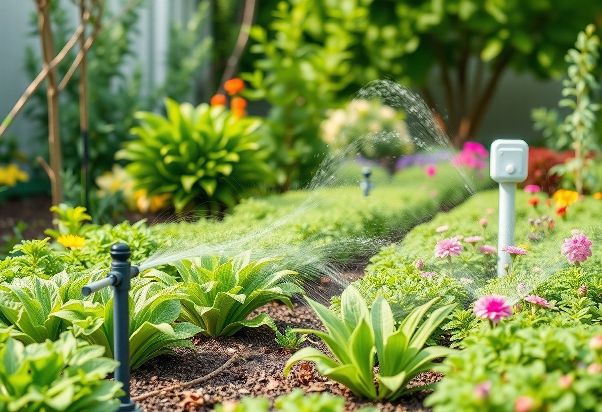 Smart garden with automated irrigation system and sensors