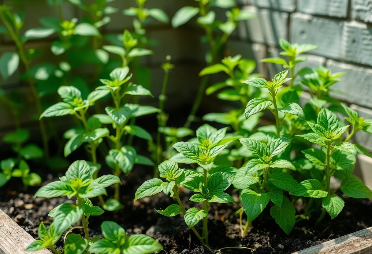Healthy plants growing in a well-ventilated small garden