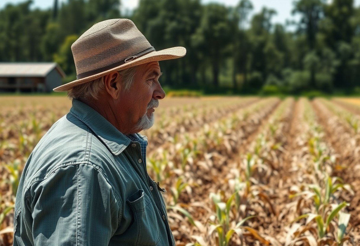 Farmer witnessing failed crops