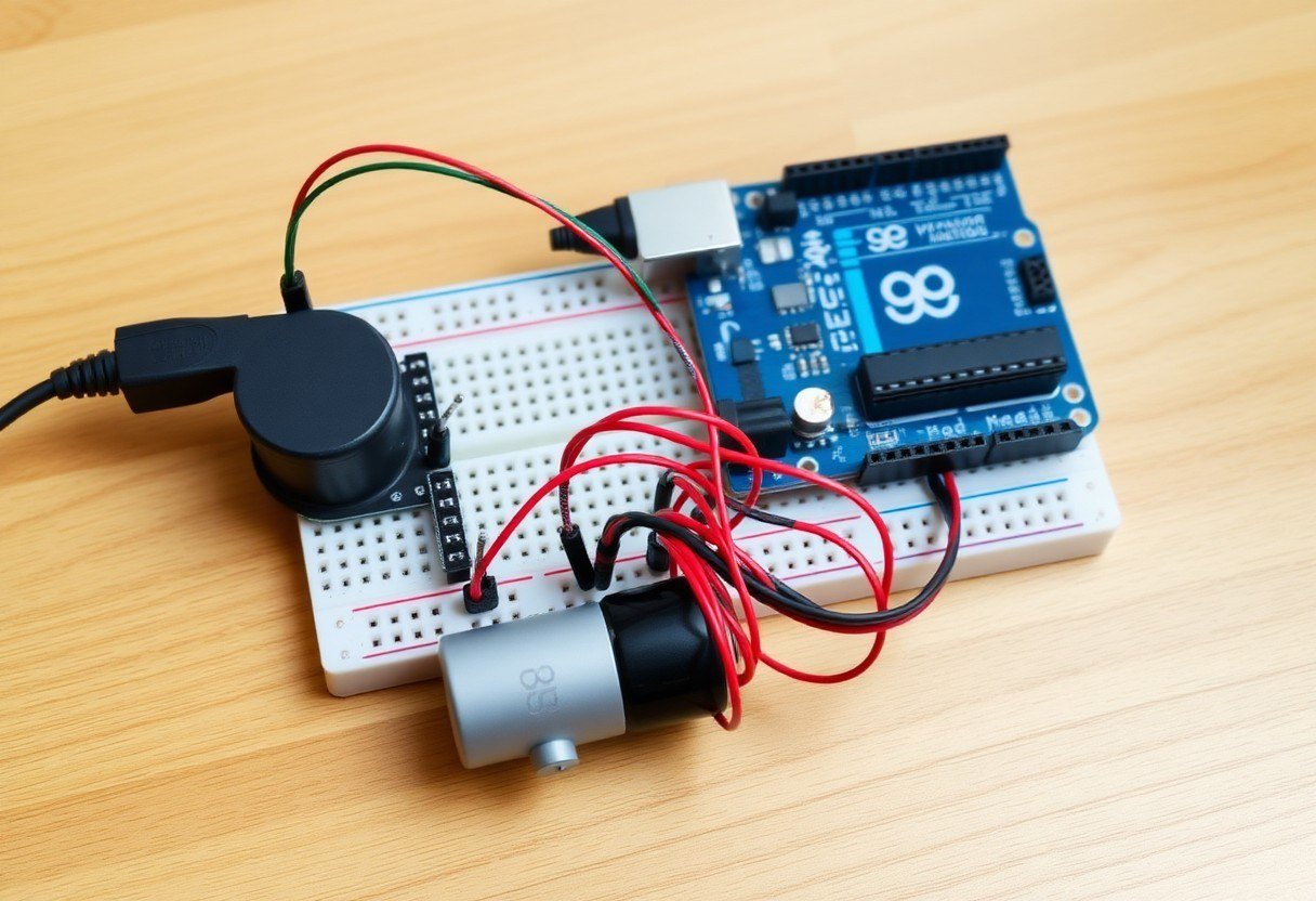 Arduino NANO RP2040 متصل بحساس رطوبة ومضخة مياه على لوحة تجارب