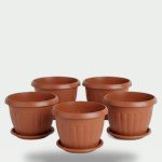 طقم 5 اصص زرع ألمانية مقاس 20 سم مع طبق
