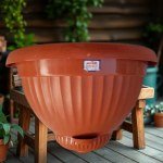 Half-Round Wall-Mounted Planter 35 cm with Saucer (Terracotta)