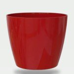 Round Planter with Mirror Finish - 30 cm (Crimson Red with Tray)