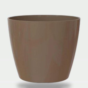 Round Planter "Makkah" Mirror Finish 30 cm Brown Luxury with Tray
