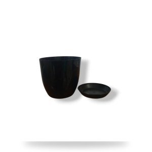 Black Decorative Planter 17 cm with Plate