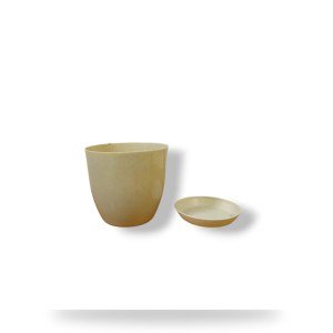 Decorative Planter 17 cm with Plate - Beige
