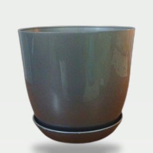 Decorative Planter 17 cm with Plate (Gray)