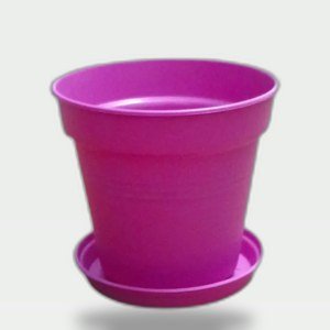 Plastic Planter 11 cm with Self-Draining Saucer (Pink)