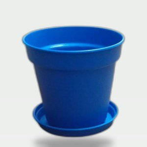 Plastic Planter 11 cm with Self-Draining Saucer (Blue)