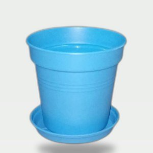 Plastic Planter 11 cm with Self-Draining Saucer (Baby Blue)