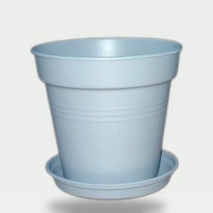 Plastic Planter 11 cm with Self-Draining Saucer (Lead Gray)