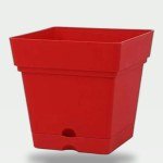 Square Planter 18 cm - Modern Shape and Ideal Space for Gardening (Red)
