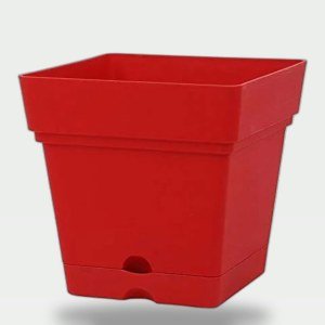 Square Planter 18 cm - Modern Shape and Ideal Space for Gardening (Red)