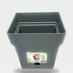 18cm Square Planter - Gray
