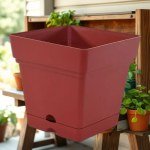 18cm Square Planter - Brown