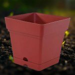18cm Square Planter - Brown