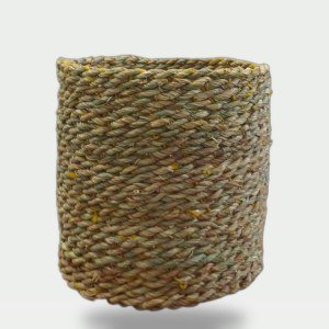 Decorative Plant Pot 35 cm with Natural Handwoven Palm-Leaf Basket Sleeve