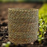 أصيص نبات ديكوري 35 سم بجراب زعف طبيعي يدوي