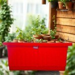 Red Garden Planter with Smart Irrigation 40x20cm