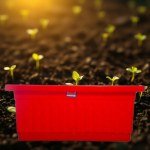 Red Garden Planter with Smart Irrigation 40x20cm