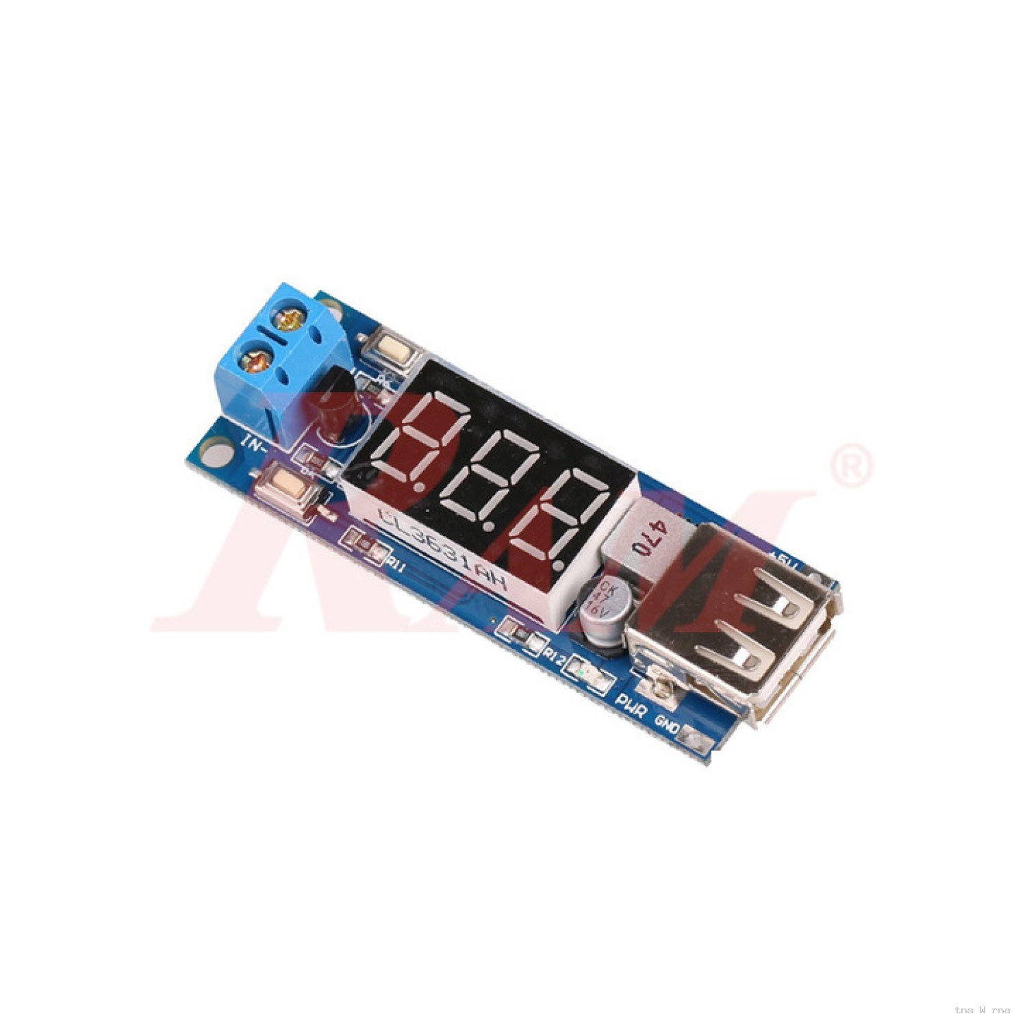 DC-DC Step Down Voltage Converter 2A USB With Voltmeter (4.5V~40Vdc to Fixed Output 5V/2A) SKU#DC302